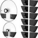 Universal Adjustable Pot Lid Organizer for Cabinet - Upgraded Patented Set of 8 Pan Lids Organizers Inside Cabinet Door Wall Mount Pots Top Holder for Kitchen Cupboard, Fits 6" to 14" (Black)