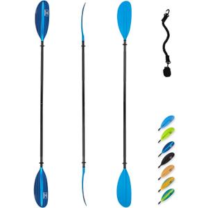 OCEANBROAD Kayak Paddle 86in/218cm, 90.5in/230cm, 95in/241cm Alloy Shaft Kayaking Boating Canoeing Oar with Paddle Leash (HexaGradient Blue)
