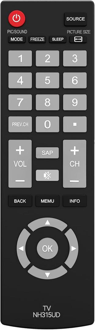Replacement Sanyo TV Remote Control, Universal TV Remote NH315UP/NH315UD for Sanyo LED LCD LCD HDTV Smart TVs, No Setup Needed, Durable Buttons, Lightweight Design