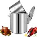 24-Quart Stainless Steel Seafood Stockpot with Basket, Crawfish, Crab, Lobster Boil StockPot, Shrimp Boil Stock Pot with Strainer, Turkey Fryer Pot,27L,7Gallon