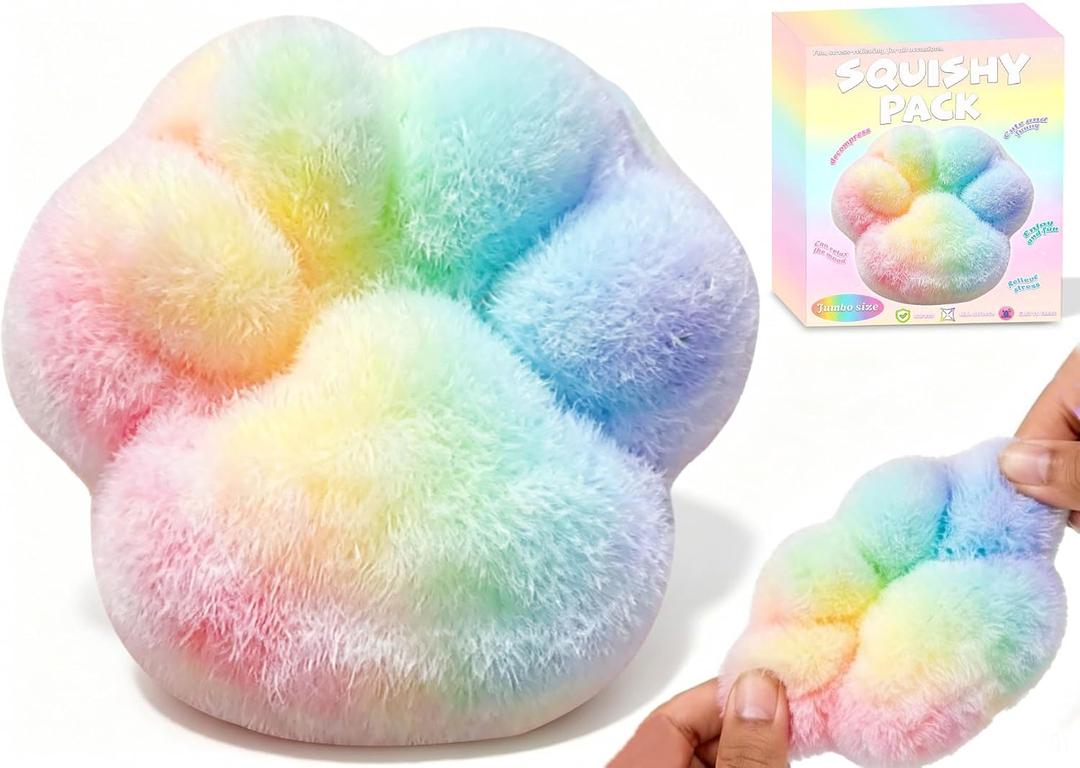 Giant Jumbo Cat Paw Squishy Toys ( 5 Inches )- Large Stress Relief Squeezee Taba Fidget Toys Kit, Large Stress Relief Taba Toys for Kids Adults,Stress Relief Party Favors Gifts for Girls & Boys