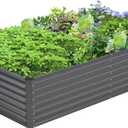 8x4x2FT Galvanized Raised Garden Bed,Galvanized Planter Boxes Outdoor, Large Metal Raised Garden Beds for Vegetables-Grey