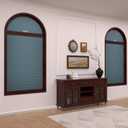 Myshade Arch Window Shades Half Circle Blackout Cellular Shades Cordless No Drill Blinds for Windows Half Moon Honeycomb Fabric No Tools Room Darkening Shades Easy Install (1PCS Blue 24" W X 48" H)