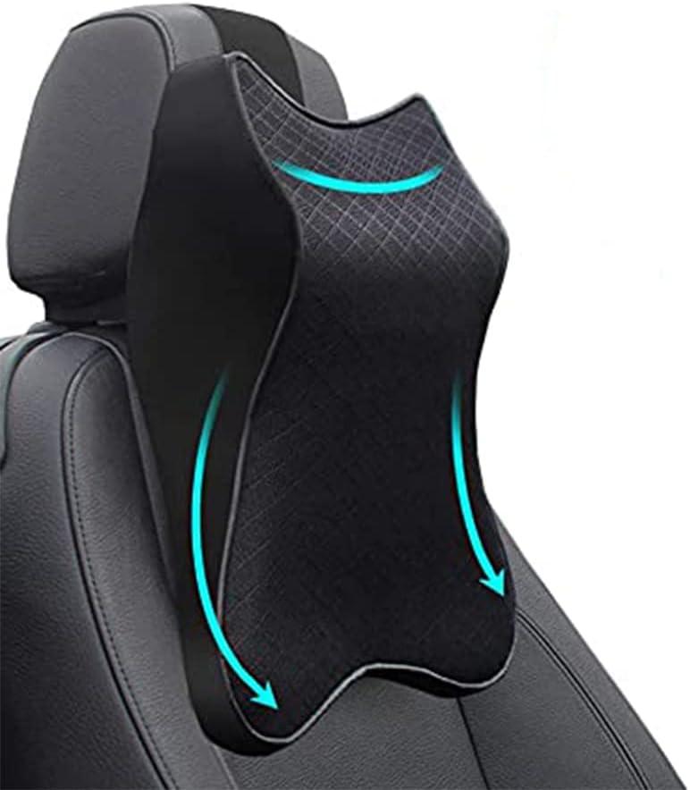 Car Seat Headrest Neck Rest Cushion, Car Seat Neck Pillow 100% Pure Memory Foam Neck Pillow with Breathable Removable Cover, Comfortable Ergonomic & Neck Pain Relief14.17x11.8x3.9 in (1 Pack, Black)