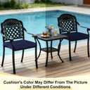 downluxe Outdoor Chair Cushions Set of 4, Waterproof 19" x 19" x 3" Patio Chair Cushion with Non-Slip Ties & Handle, Square Outdoor Cushion for Patio Furniture with Removable Cover, Navy