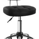 BFTOU Black Square Minimalist Swivel Stool with Wheel for Work SPA Shop Massage Height-Adjustable and Cost-Effective Rolling Stool Chair with Back