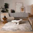 RUG BRANCH Vogue 6' x 9' (6'6" X 9'6") Abstract Indoor Area Rug, Contemporary, Grey Beige - Living Room, Bedroom, Dining Room, and Kitchen