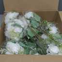 12 Bundles Peonies Artificial Flowers Artificial Peonies Silk Flowers Fake Peonies Artificial Flowers Wedding Home Table Decoration Realistic Peonies Bouquet for Centerpiece Table (White)