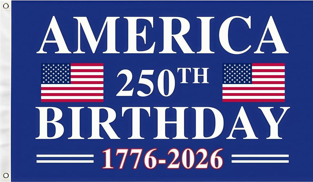 250th Birthday 250 Years Usa 1776 2026 Flag 6X10Ft, Men Women Banner,Vibrant Colors, Double Stitched with 2 Brass Grommets, Bar Garden Street Decoration, GYM, Office Decor,Indoor Outdoor Use,Gifts. (Blue, 6x10ft)