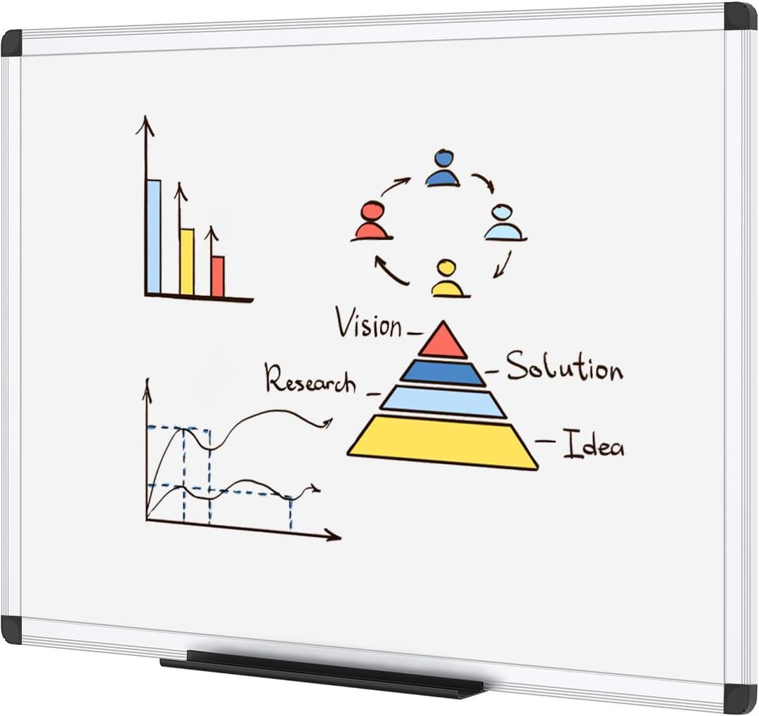 VIZ-PRO Dry Erase Board/Whiteboard, 36 X 24 Inches, Wall Mounted Board for School Office and Home