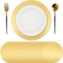 Tioncy 100 Pcs Gold Round Paper Placemats Gold Decorative Disposable Placemats Table Mats for Dining Wedding Table Decoration Home Banquet Festive Party Wedding Birthday Holiday