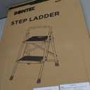 BONTEC 2-Step Ladder, Folding Step Stool, 600lbs Max Load Capacity, Sturdy Steel, Non-Slip Pedals, Lightweight, Portable Steel Ladder with Convenient Handrail, Safety Design for Home & Work, Black