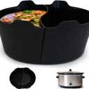 Silicone Crock pot Liners,Slow Cooker Liners,8 Quart Oval Reusable Crock pot Divider Insert,BPA-Free, Dishwasher Safe(Black)
