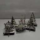 Christmas Stocking Holders for Mantel Set of 6, Stocking Hangers Reindeer Snowman Christmas Tree Snowflake Metal for Fireplace Mantel Holiday Christmas Decorations Stocking Hanger Hook - Silver