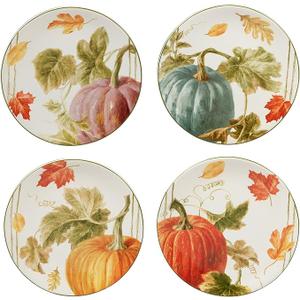 Autumn Harvest 9" Salad/Dessert Plates, Multicolor, Medium, Set of 4