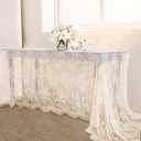 B-COOL Vintage Lace Tablecloth Rectangle 60x120 Inches Long Embroidered Ivory Table Cloths for Parties Wedding Reception Home Decorations