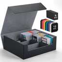 Trading Card Storage Box with 12 Dividers and 6 Foam Stoppers, Large Capacity Sturdy Leather Strong Magnetic Closure MTG Commander Deck Box, Case for TCG MTG Sport Card (Holds 1800+)