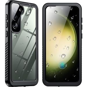 SPIDERCASE Designed for Samsung Galaxy S23 Case Waterproof,Built-in Screen & Camera Lens Protector[IP68 Underwater][Military Grade Shockproof] Full Body Protection Phone Case, Black/Clear