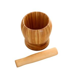 Mantouxixi Wood Mortar and Pestle Bamboo Guacamole Bowl Shell Garlic Mortar Pepper Press Mincer Grinder Chopper Crusher Molcajete Mixed Kitchen Tool - Medium