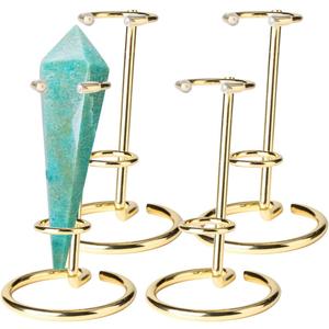 4 Pcs Crystal Wand Stand, 2.36" L X 2.36" W X 2.6" H In Mineral Display Stand, Small Iron Crystal Stands for Display (Gold, small)