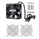 120mm x 38mm Cooling Fan 110V 120V Dual Ball Bearing High CFM 3000RPM with AC Plug and Aluminum Alloy Frame