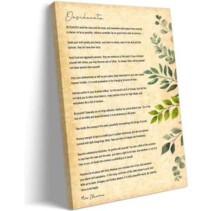Desiderata Poem Framed Wall Art Motivational Poster Book Quotes Wall Art Retro Canvas Inspirational Picture Decorations Framed (16x24 inch)