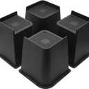 MYMULIKE Bed Risers 6 inch, Oversized Furniture Risers, Heavy-Duty Support Up to 6000 Lbs, Lift 6 inch for Couch, Sofa, Table, Chair (Black 4 Pack, 6 inch)