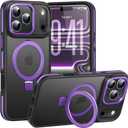 Magnetic Stand Case for iPhone 17 Pro Max, 2-in-1 Magnetic Stand Case & Protective Cover, Military Drop Tested, Anti-Fingerprint Matte Finish for Hands-Free at Work, Home and Travel, Purple