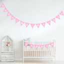 2 x GCQQ Pink Happy Birthday Banner 14Pcs Double-Layer Cotton Fabric Bunting with Pom Pom 3.4m /11.2FT Reusable Pennant Garland for Girl Birthday Party Baby Shower Nursery Room Decorations