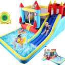 Inflatable Bounce House for Kids 146 x 132 x 82 inch, Indoor/Outdoor Bouncy House with Large Splashing Pool, Bouncing Area, 2 Water Slides,Climbing Wall, UL Certified Blower Included1