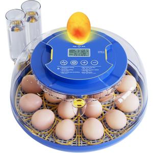 Articasting 18 Egg Chicken Incubators for Hatching Eggs, Egg Incubator with Automatic Egg Turning and Humidity Control, Incubator for Chicken Eggs with 2 Size Trays, Hatch Days, Blue