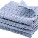 Sea Me At Home Waffle Washcloths Set, 100% Turkish Cotton (Denim)