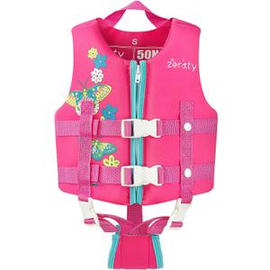 Zeraty Kids Swim Vest Life Jacket Toddler Float Jacket Boys Girls Floation Buoyancy Swimsuit with Adjustable Safety Strap, Suitable for 1-9 Year/ 22-50Lbs/ Pink