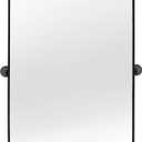 18" x 24" Pivot Rectangle Bathroom Mirror Tilting Beveled Black Metal Framed Vanity Mirrors for Wall, Tempered Glass