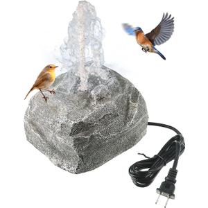 Saillong Bird Bath Water Fountain, Granite Air Pump Rock with Pump for Bird, Rock Waterfall Fountain, Feeder, Aquariums, Fish Tank (with Electric Power Source)
