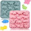 2 Pack 3D Cute Dinosaur Silicone Molds 12 Cavity Dinosaur Themed Baking Mould Tray DIY Baking Tool for Easter Chocolate Cake Dessert Candy Mousse Pastry Handmade Soap Cupcake Topper