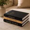 Decorative Books for Home Decor – Decorative Hardcover Display Faux Books for Bookshelf – Black and Gold Foiled Decor Books for Coffee Table – Fashion Designer Books Decor Set of 3 (Black and Gold) missing books