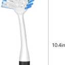 SetSail Dish Brush with Handle, 2 Pack Stiff Bristles Dish Scrubber with Built-in Scraper Dish Scrub Brushes for Cleaning Dishes, Pots and Pans, Kitchen Sink (Black-blue)