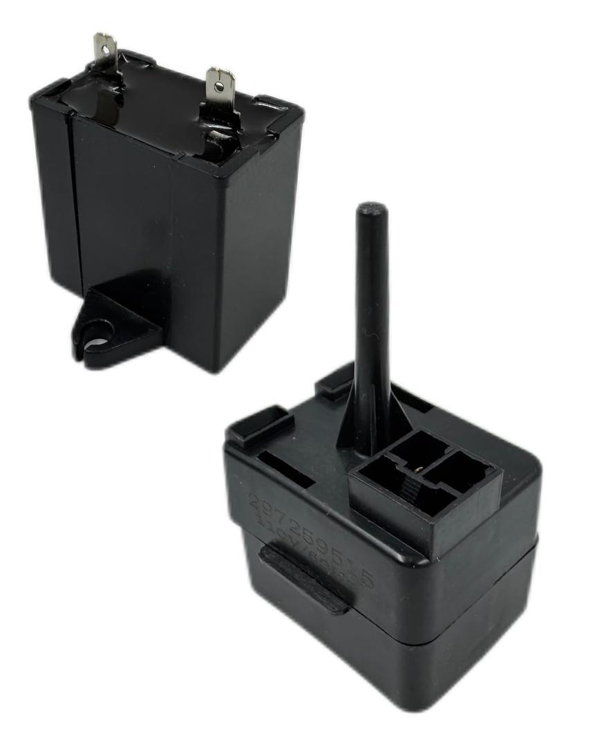 297259515 Compressor Start Relay & Run Capacitor Kit Fit for Frigidaire for Kenmore Freezers Replaces 297259502 297259510 297259515 PS11728176 15uF 250VAC