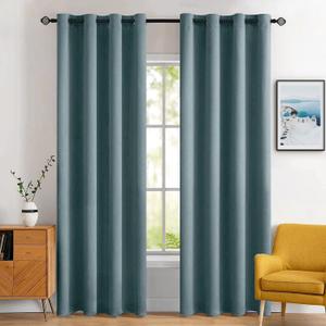 MIULEE Blackout Curtains for Bedroom Living Room Thermal Insulated Room Darkening Grommet Top Solid Light Blocking Drapery Set of 2 Window Panels 52 x 72 Inches Greyish Blue