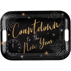 Multicolor Melamine Tray - Durable & Stylish Platter, Perfect for New Year's Eve Celebrations (1 Pc.), Countdown to The New Year, 13" x 18.5"