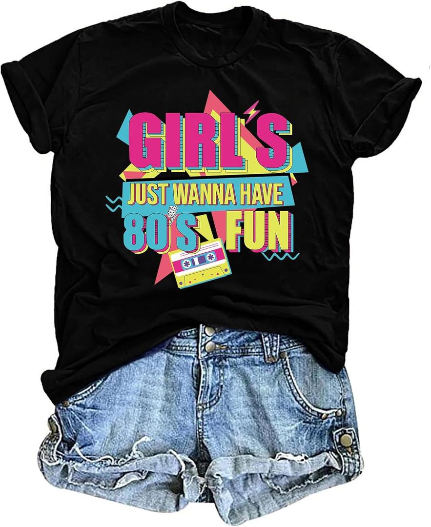 80s Shirts for Women Vintage 90s Outfits Party 80s Shirt Retro 80's Outfit Disco Music Tops 1980s Themed Gift (X-Large)