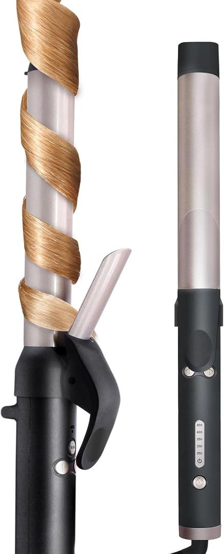 MQUPIN Rotating Curling Iron 1 inch Professional Automatic Wave Hair Curling Wand for Women, Dual Ceramic Voltage Fast Heating Hair Curlers for Long/Middle/Short All Hair (1 INCH, Rose Gold) (1 inch, Rose Gold)