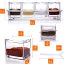 ME.FAN Clear Seasoning Rack Spice Pots - 4 Piece Acrylic Seasoning Box - Storage Container Condiment Jars - Cruet with Cover and Spoon
