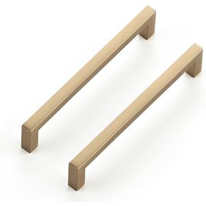 Ravinte Cabinet Handles Solid Slim Champagne Bronze 5 Pack 5 Inch Hole Center Square Bar Drawer Handles Kitchen Cabinet Pulls Drawer Kitchen Cabinet Hardware