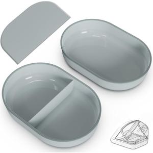 Bowl & Mat Set for Automatic Microchip Cat Pet Feeder, Sealing Ring Design for Keeping Food Fresh and Reducing Odor, Easy to Clean (Grey)