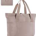 BAGSMART Tote Bag for Women, Foldable Tote Bag With Zipper Travel Large Shoulder Bag Handbag for Work-16.5''l X 6''wx 14''h