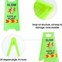 Slow Kids at Play Signs for Street, Double-Sided Text and Graphics with Reflective Tape, Children at Play Safety Sign for Neighborhoods Schools Park Sidewalk Driveway (2-Pack Green)
