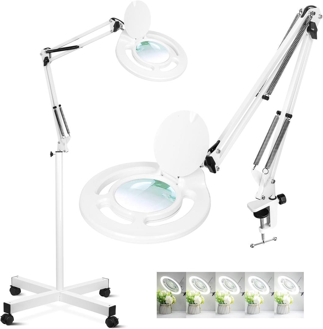 2200 Lumens Esthetician Magnifying Light with Rolling Wheels Base