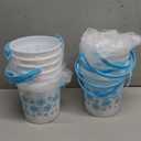 meekoo 12 Pcs Blue Snowflake Buckets with Handles Bulk 4.69 x 3.78 x 4.8 Inch Small Winter Holiday Buckets for Gifts Cute Candy Pails Holiday Storage Baskets for Winter Wonderland Party